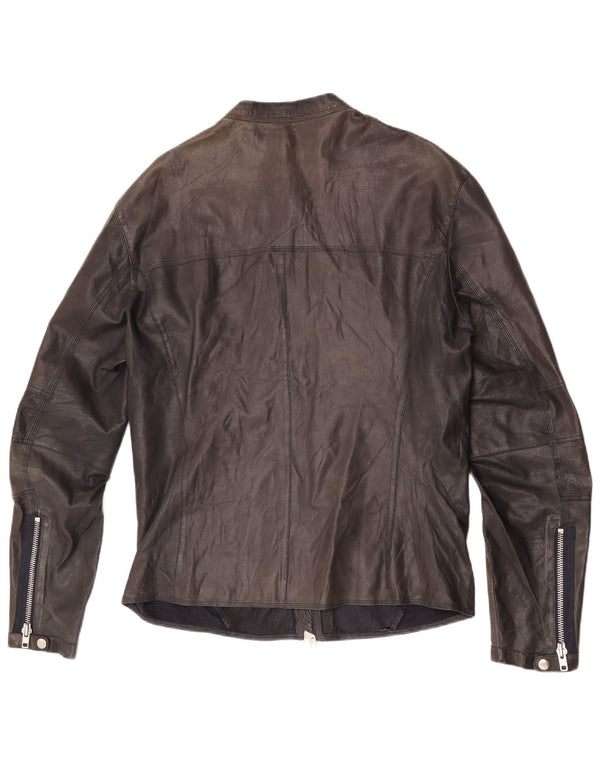 Jaqueta masculina vintage de couro Racer UK 38 couro preto médio