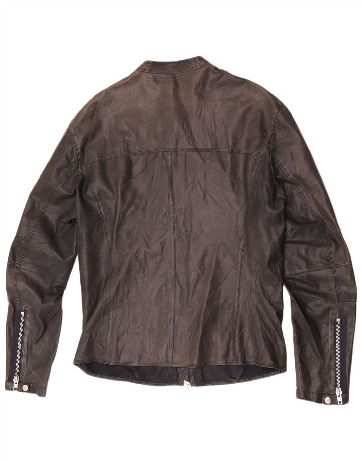 Jaqueta masculina vintage de couro Racer UK 38 couro preto médio