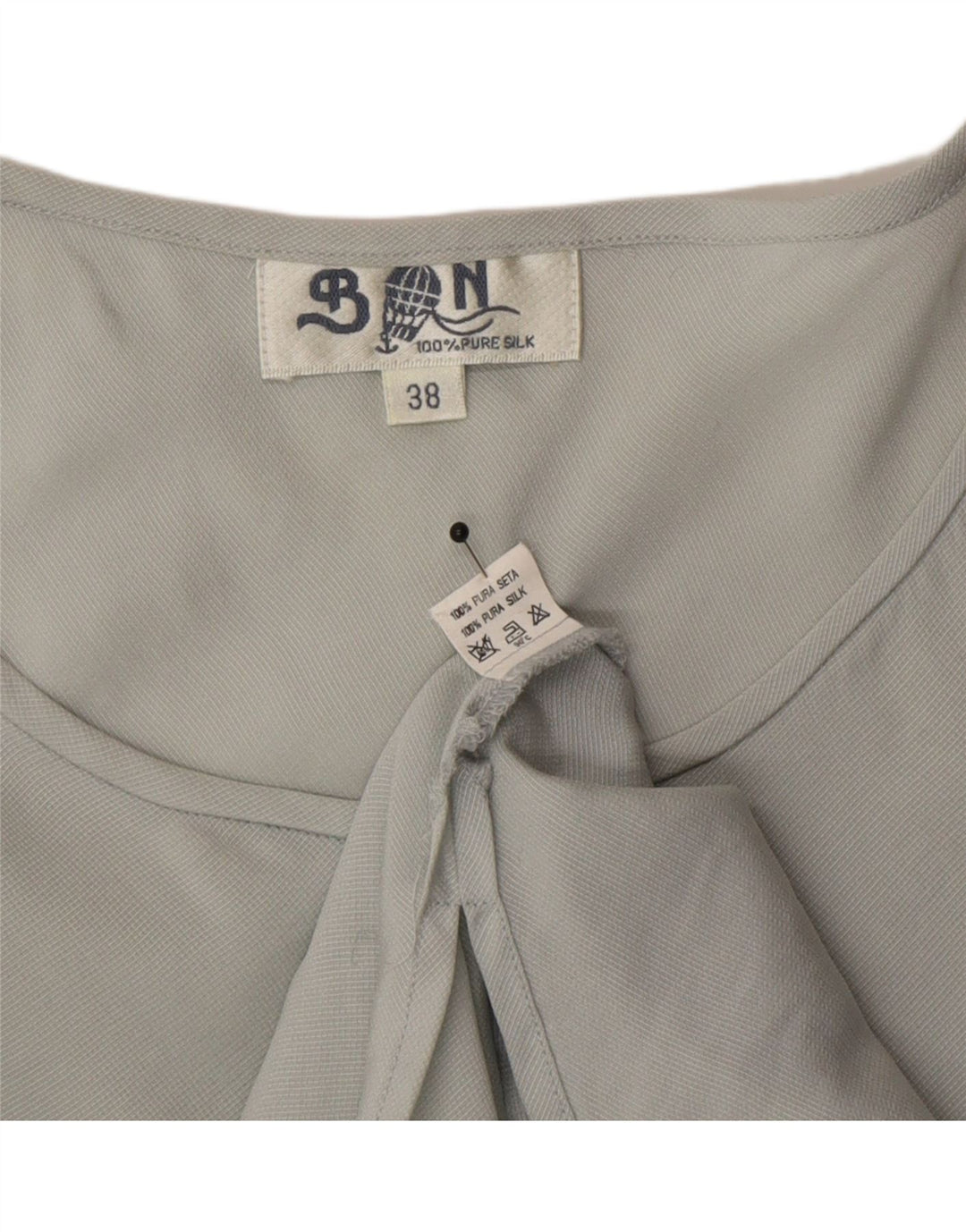 Blusa Feminina Balão Top EU 38 Seda Cinza Médio