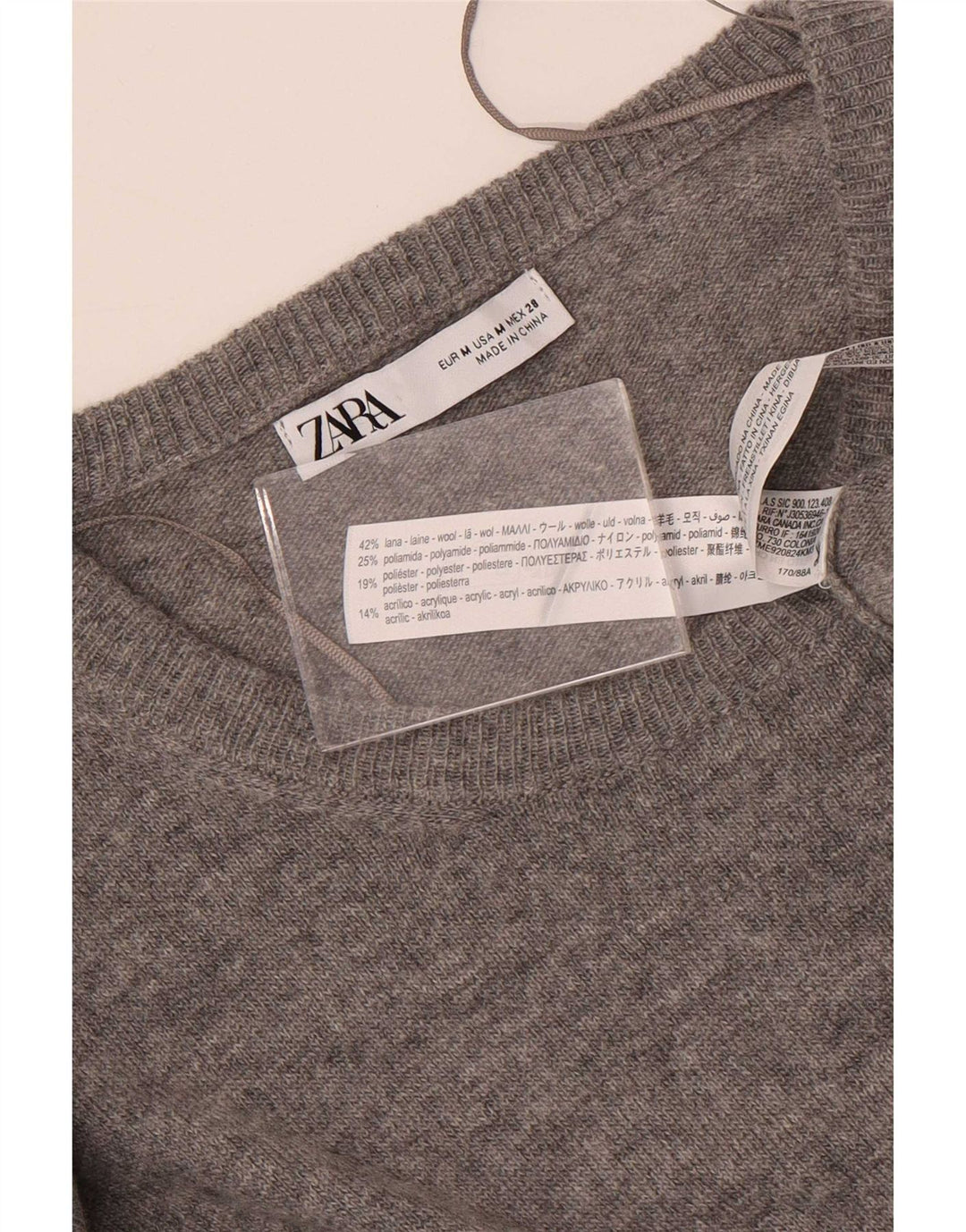 Zara Vestido feminino maxi manga comprida, Reino Unido 14 Lã cinza médio