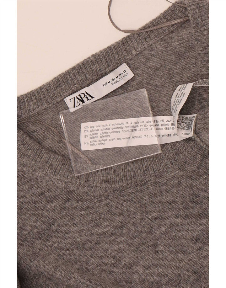 Zara Vestido feminino maxi manga comprida, Reino Unido 14 Lã cinza médio