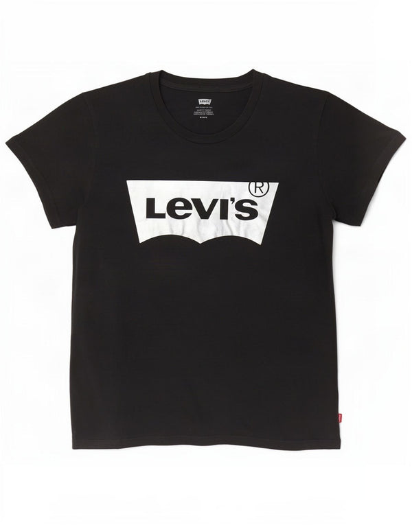 Camiseta feminina gráfica Levi's UK 14 algodão cinza médio