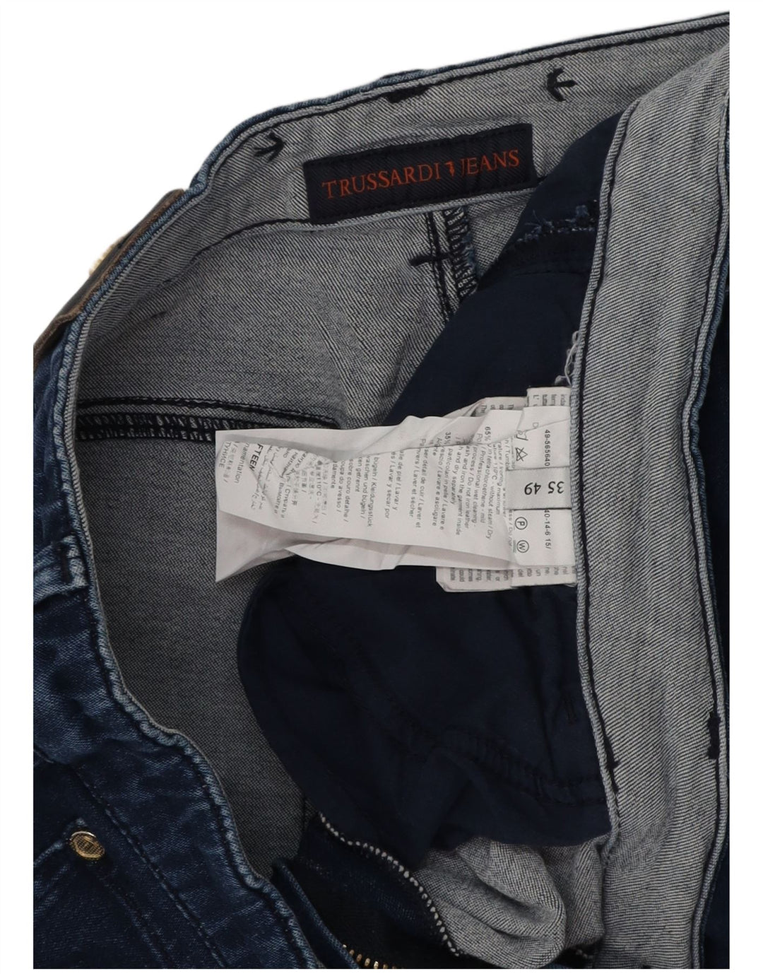 Jeans slim feminino TRUSSARDI IT 49 XL W35 L32 azul marinho poliéster