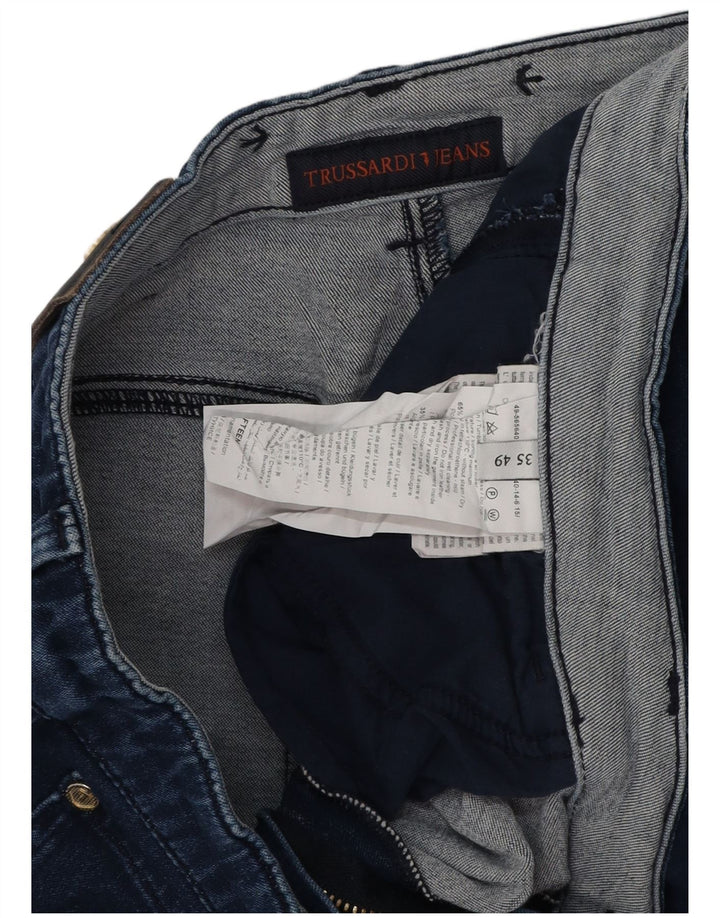 Jeans slim feminino TRUSSARDI IT 49 XL W35 L32 azul marinho poliéster