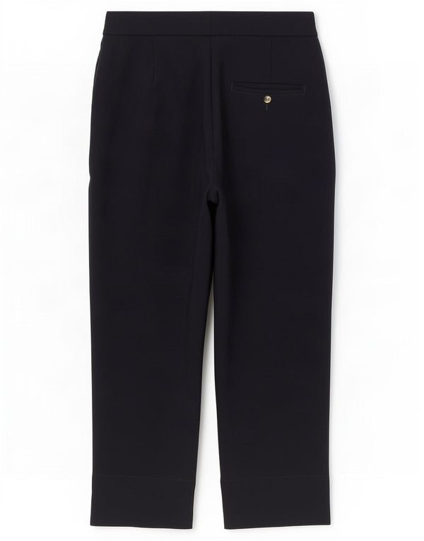 Calça capri feminina Marks & Spencer UK 10 pequena W30 L23 azul marinho