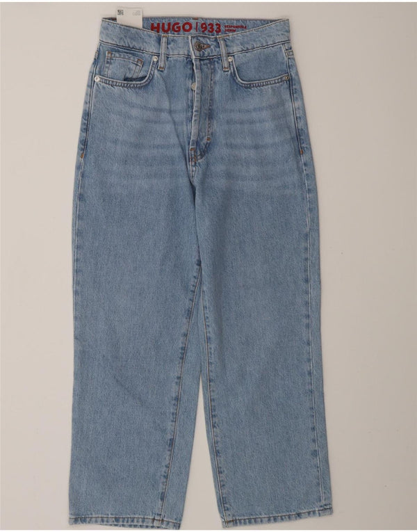 Calça jeans feminina HUGO BOSS com perna larga e cintura alta W26 L25 algodão azul