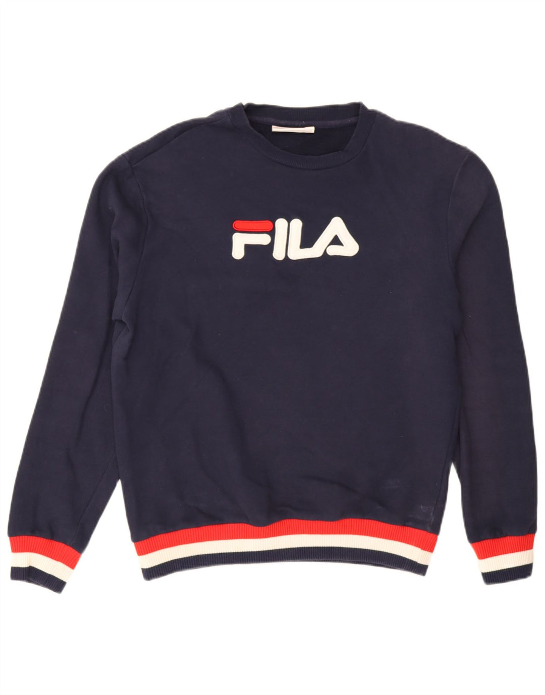 Fila moletom gráfico masculino jumper médio azul marinho algodão