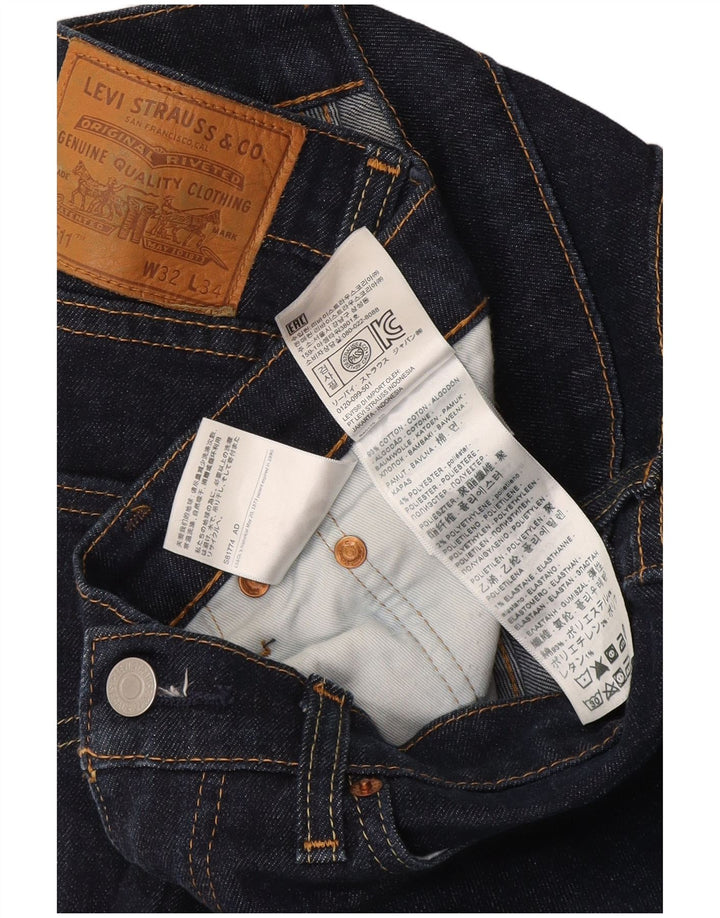 Levi's Masculino 511 Slim Jeans W32 L34 Azul Marinho Algodão