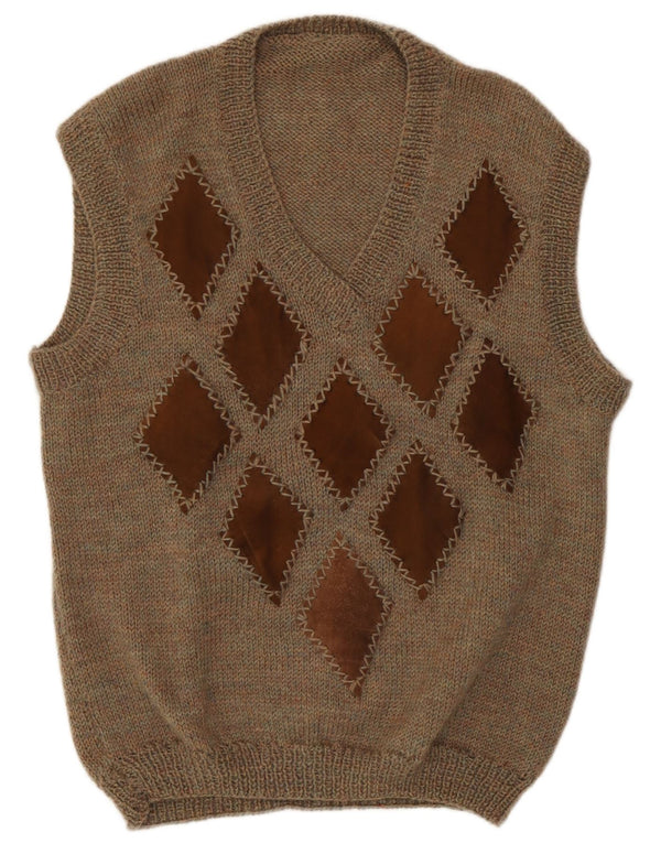 Regata feminina vintage UK 18 XL marrom Argyle/Diamante