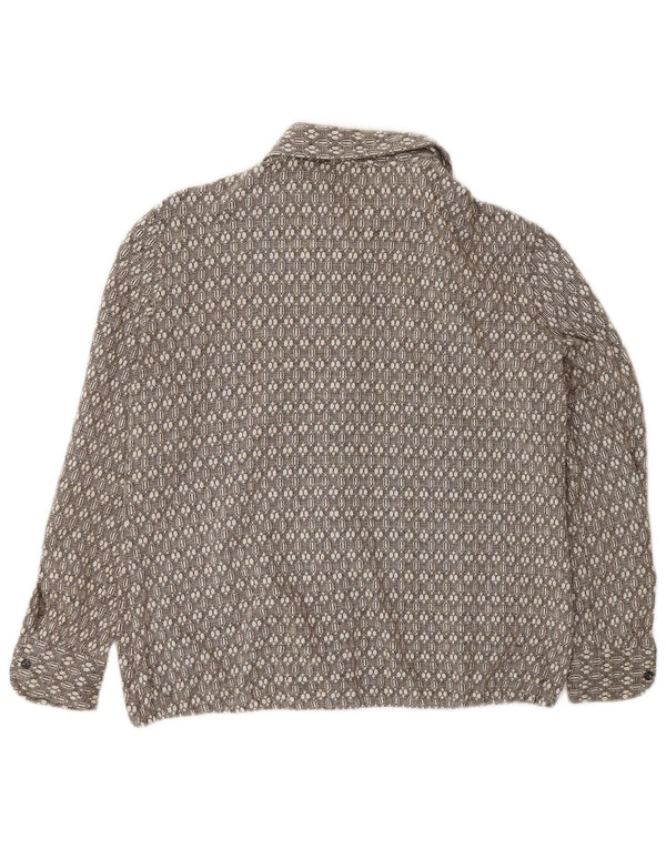 Camisa feminina de flanela Camber UK 16 grande marrom geométrica