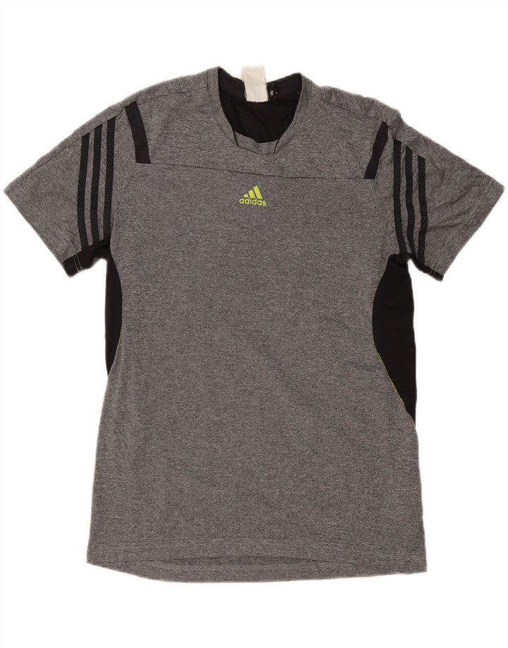 ADIDAS Mens Climacool T-Shirt Top Cinza Médio Colourblock Poliéster