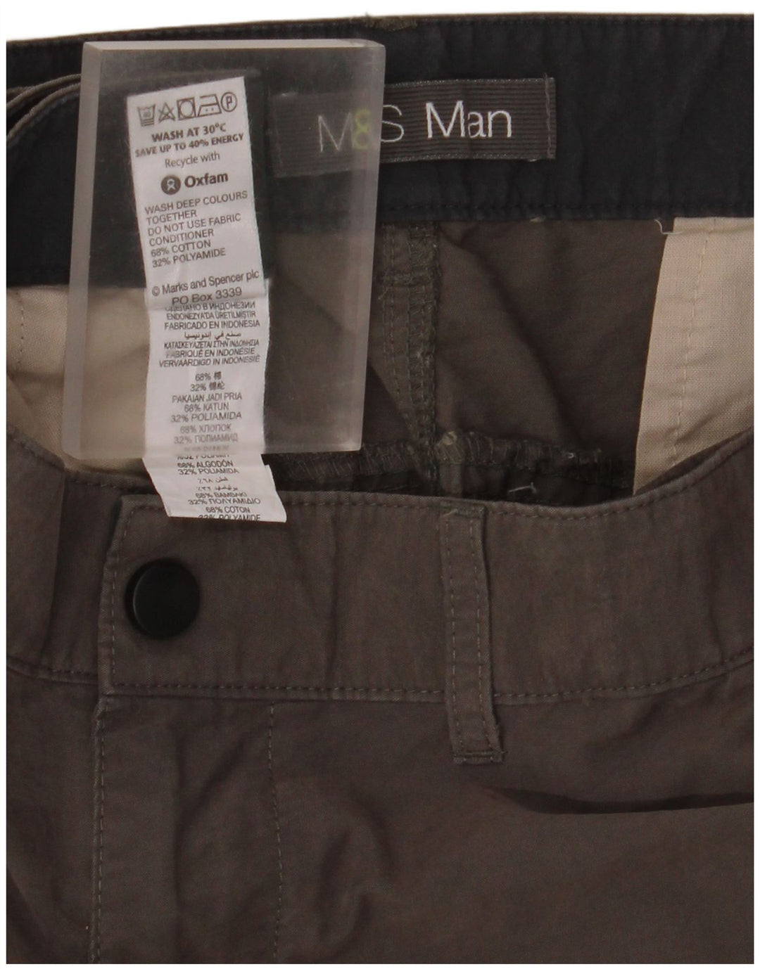 Shorts cargo masculino Marks & Spencer W42 2XL algodão cinza