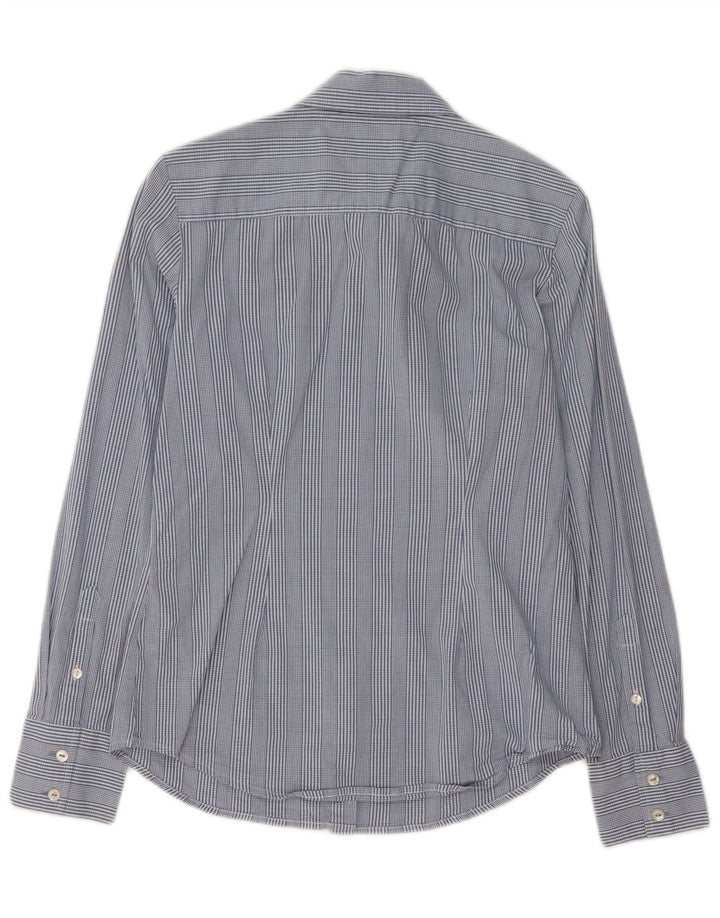 Camisa feminina Tommy Hilfiger UK 14 algodão xadrez azul médio