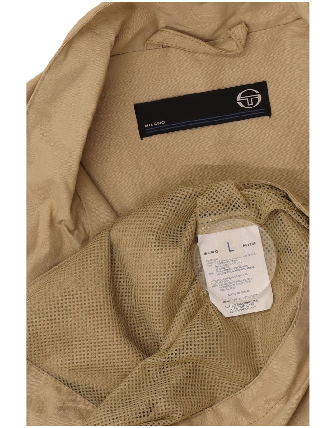 Sergio Tacchini Jaqueta masculina de agasalho grande de algodão cáqui