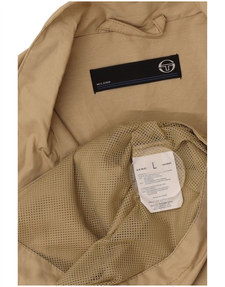 Sergio Tacchini Jaqueta masculina de agasalho grande de algodão cáqui