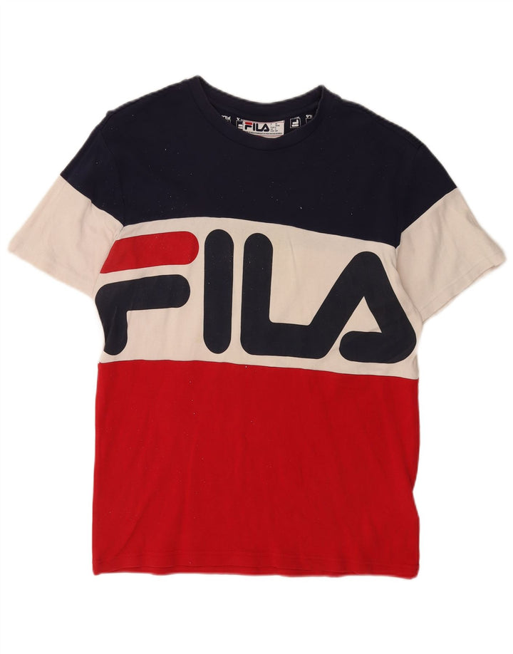 Fila Mens Graphic T-Shirt Top Pequeno Multicolorido Colorblock Algodão