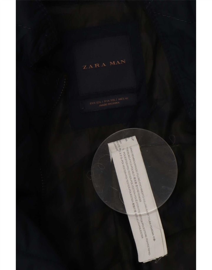 Jaqueta acolchoada masculina Zara UK 44 2XL poliéster azul marinho