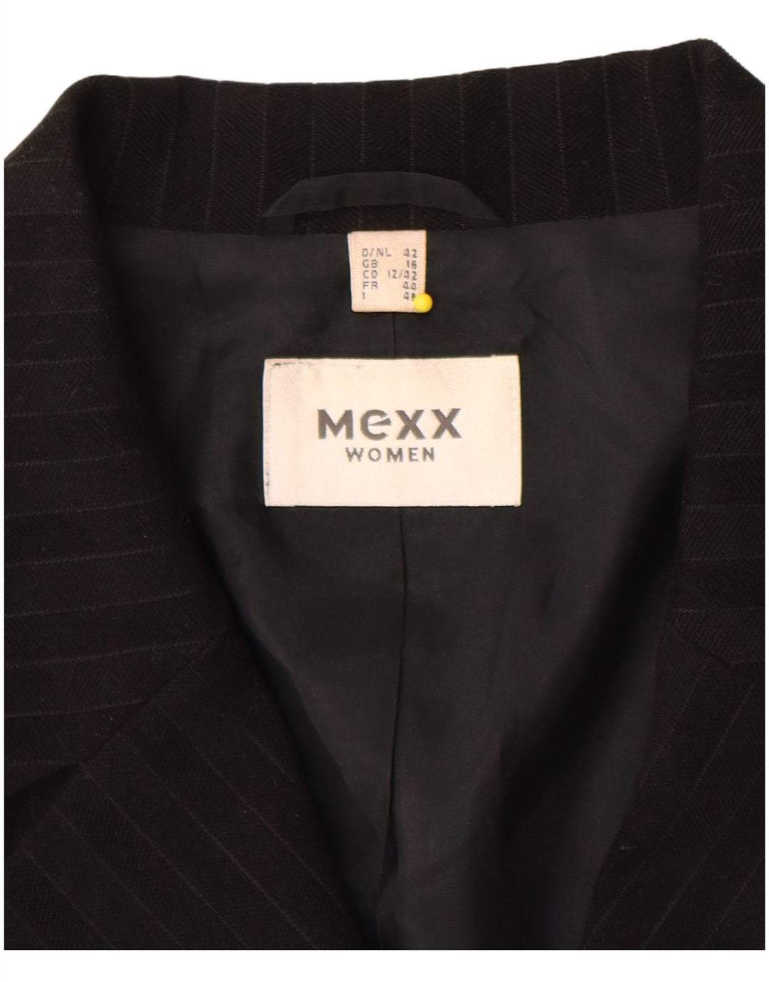 Sobretudo feminino Mexx UK 16 grande poliéster listrado preto
