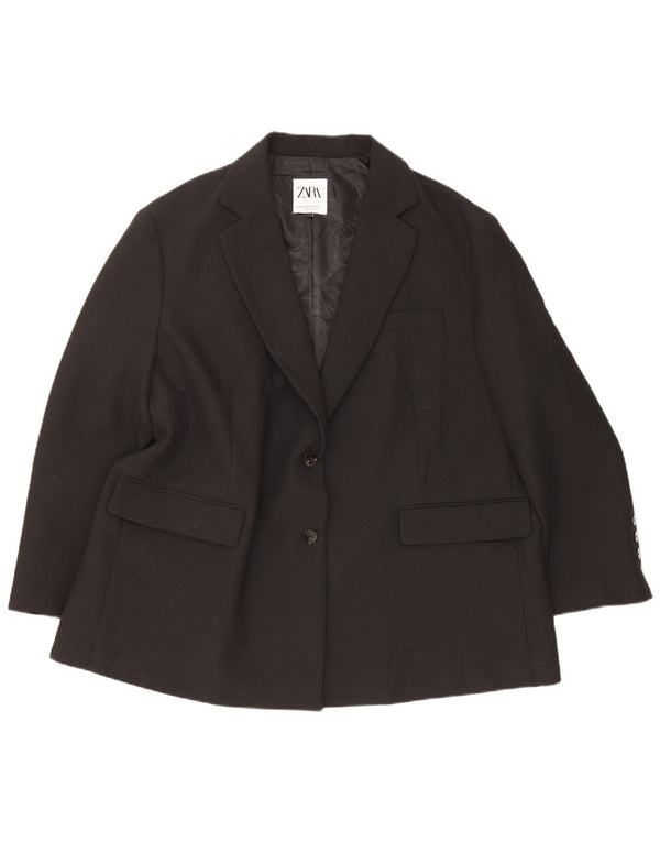 Jaqueta blazer oversized Zara feminina com 2 botões Reino Unido 6 XS preto poliéster