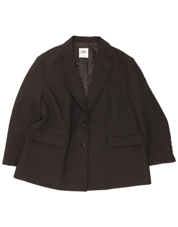 Jaqueta blazer oversized Zara feminina com 2 botões Reino Unido 6 XS preto poliéster
