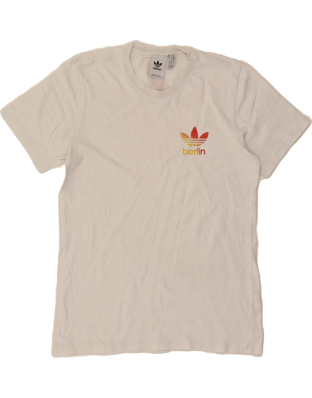 ADIDAS Mens Graphic T-Shirt Top Small White Cotton Vintage Adidas and Second-Hand Adidas from Messina Hembry 
