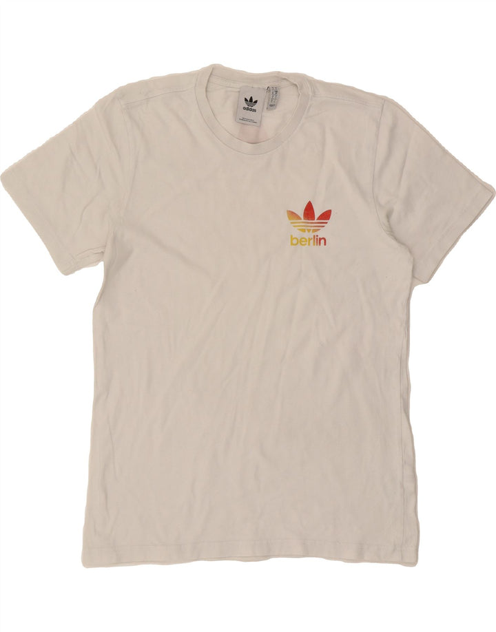 ADIDAS Mens Graphic T-Shirt Top Small White Cotton Vintage Adidas and Second-Hand Adidas from Messina Hembry 