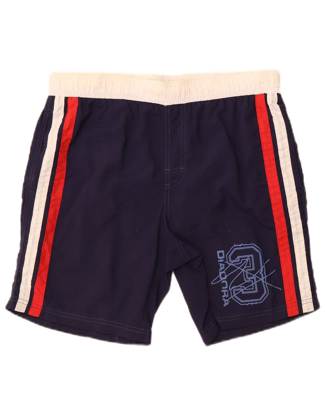 Shorts esportivos gráficos masculinos Diadora grande bloco colorido azul marinho