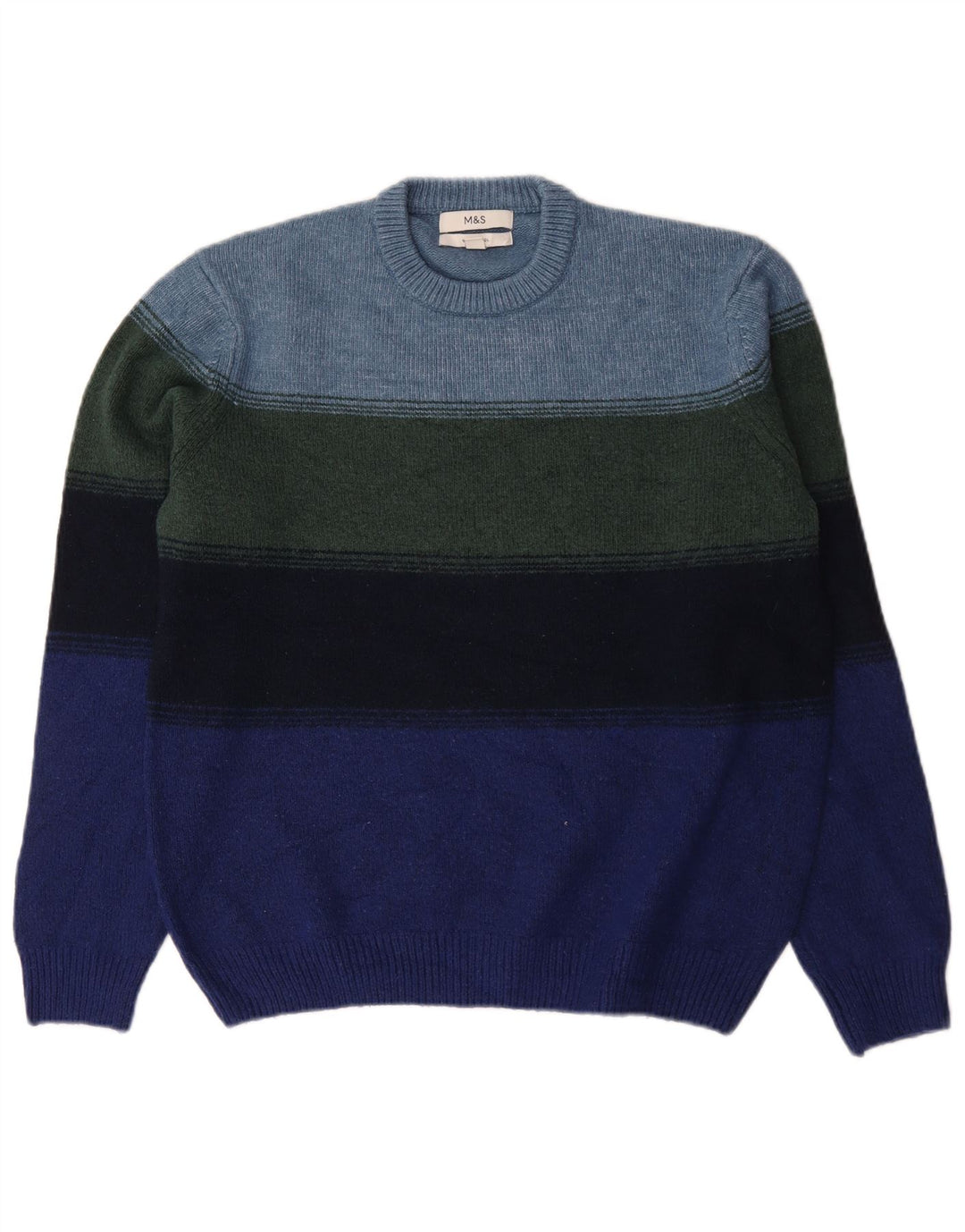 Suéter masculino Marks & Spencer com gola redonda, grande listrado multicolorido