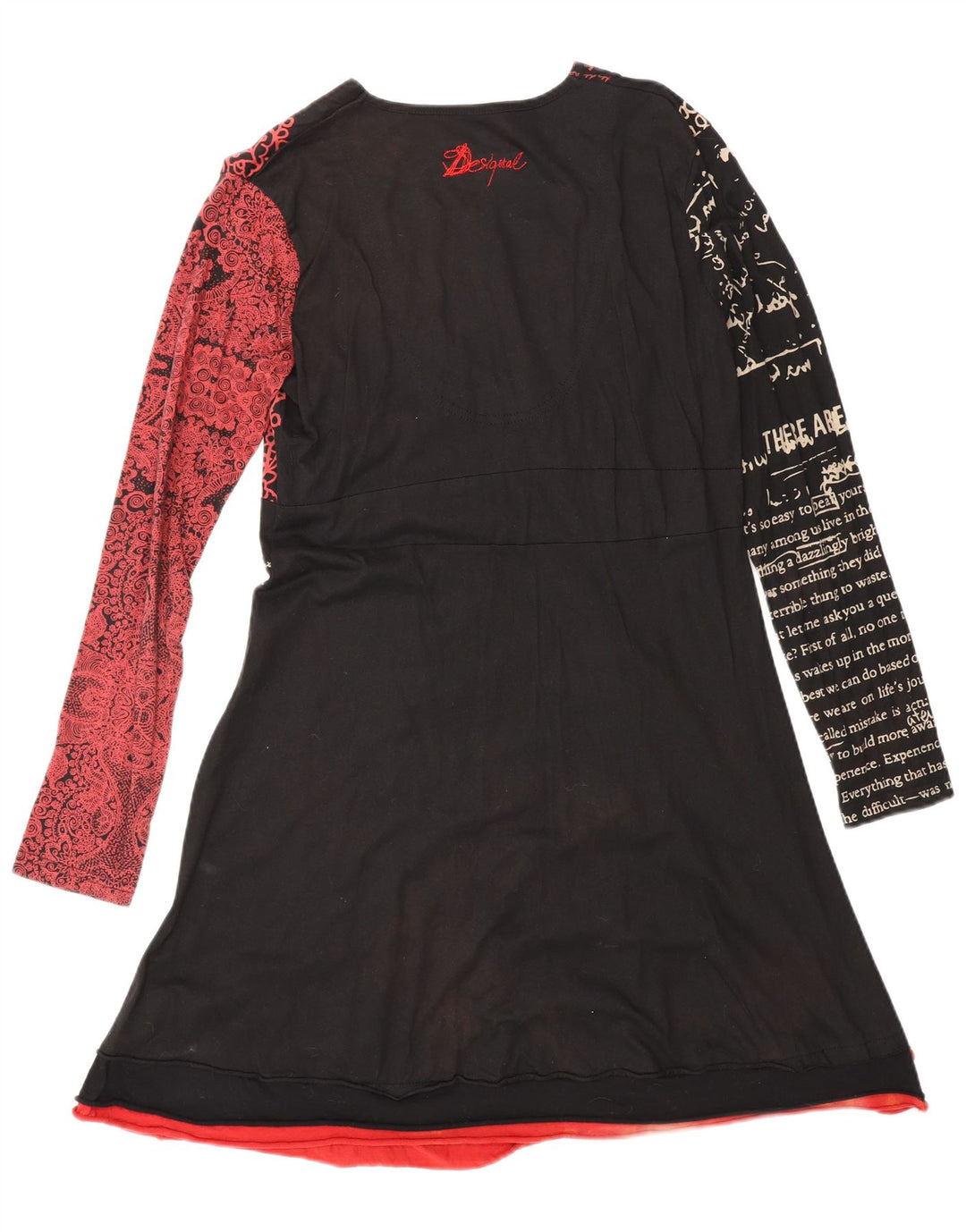 DESIGUAL Vestido feminino estampado de manga comprida evasê UK 18 XL preto paisley