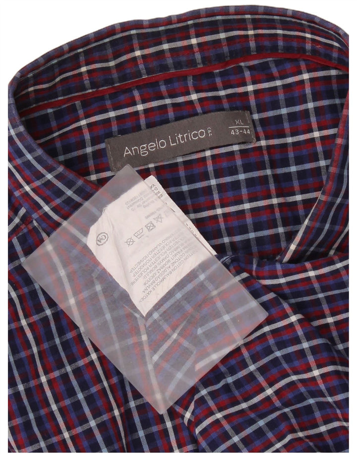 Camisa masculina Angelo Litrico XL azul xadrez algodão