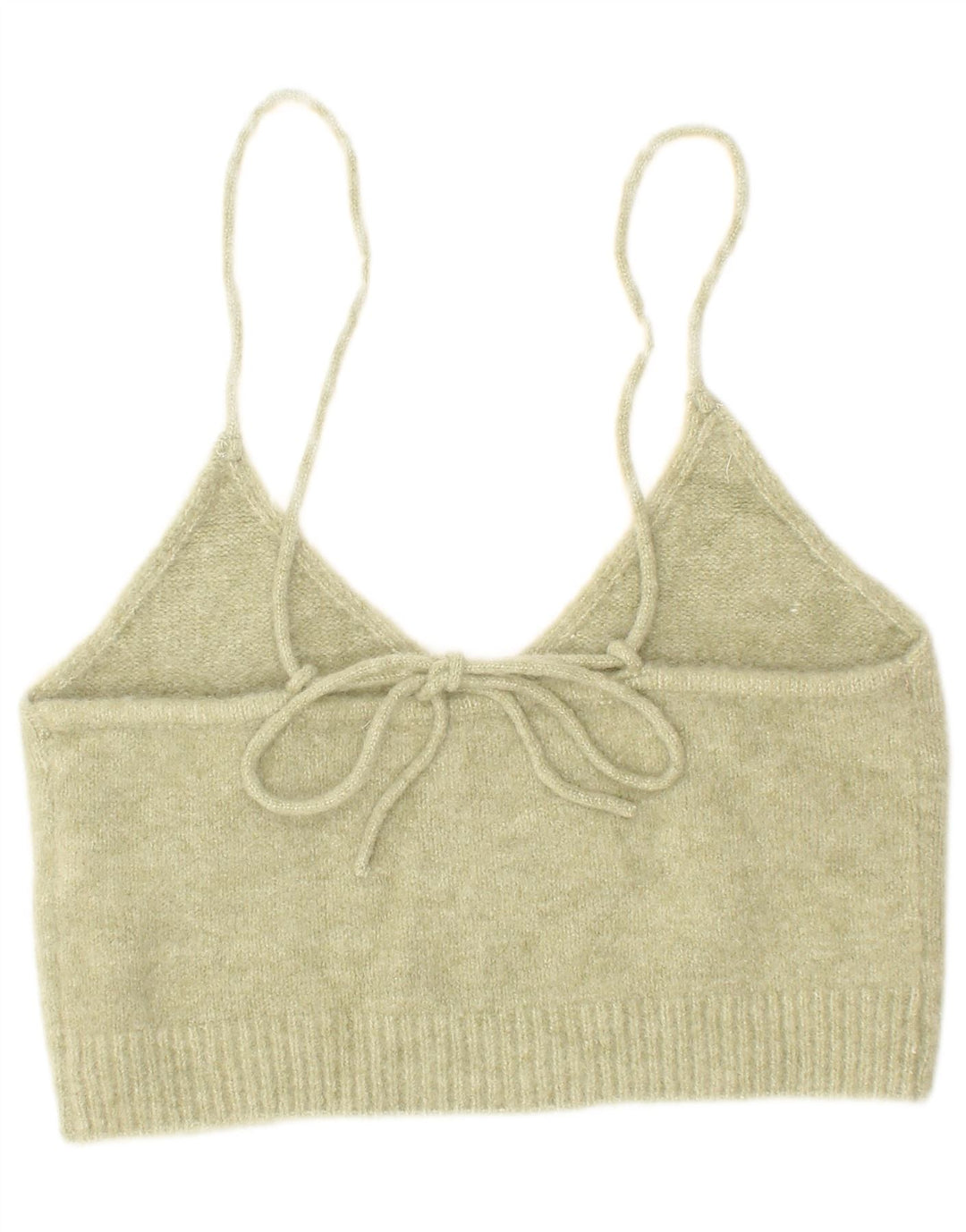 Zara Womens Knit Crop Top Pequeno Acrílico Verde