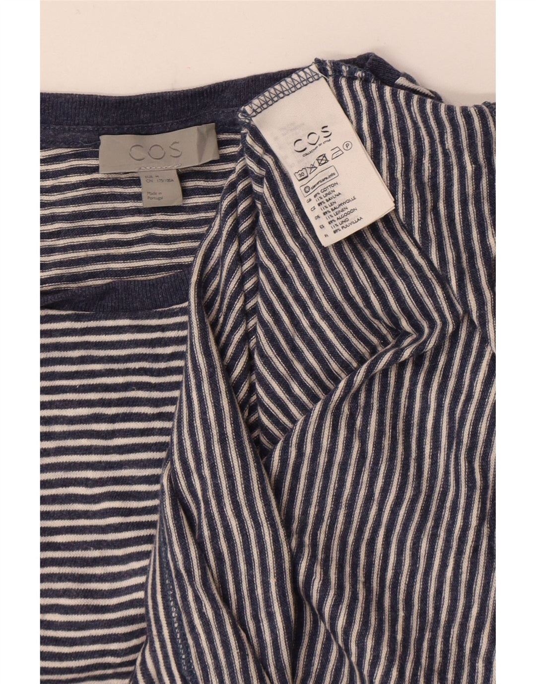 Cos Camiseta Masculina Top Médio Algodão Listrado Azul