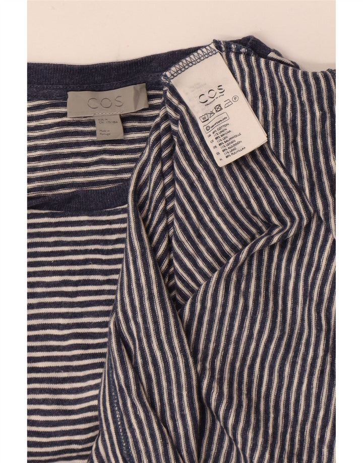 Cos Camiseta Masculina Top Médio Algodão Listrado Azul