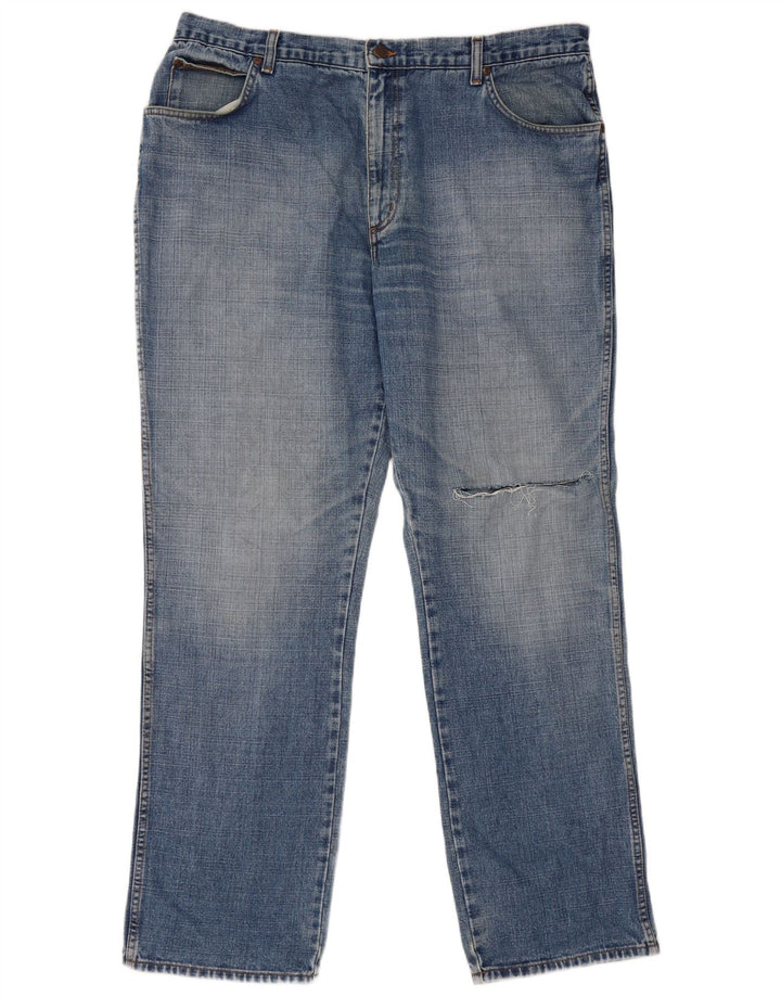 Wrangler Masculino Texas Distressed Straight Jeans W40 L32 Azul Algodão