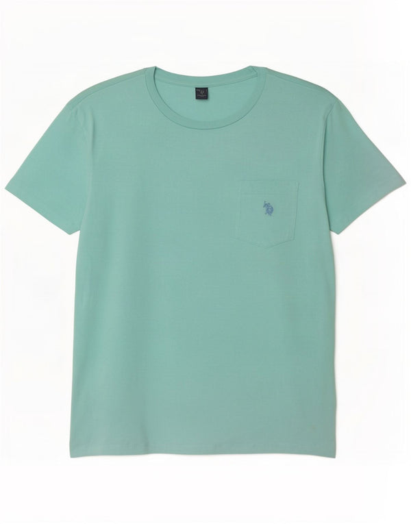 US Polo Assn. Camiseta Masculina Top Grande Algodão Turquesa