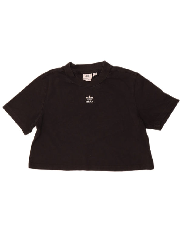 Camiseta Adidas Feminina Crop Top UK 12 Médio Algodão Preto