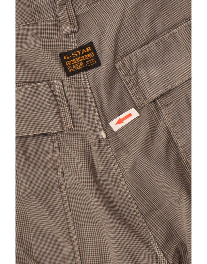 Shorts cargo masculino G-Star W34 grande algodão xadrez cinza