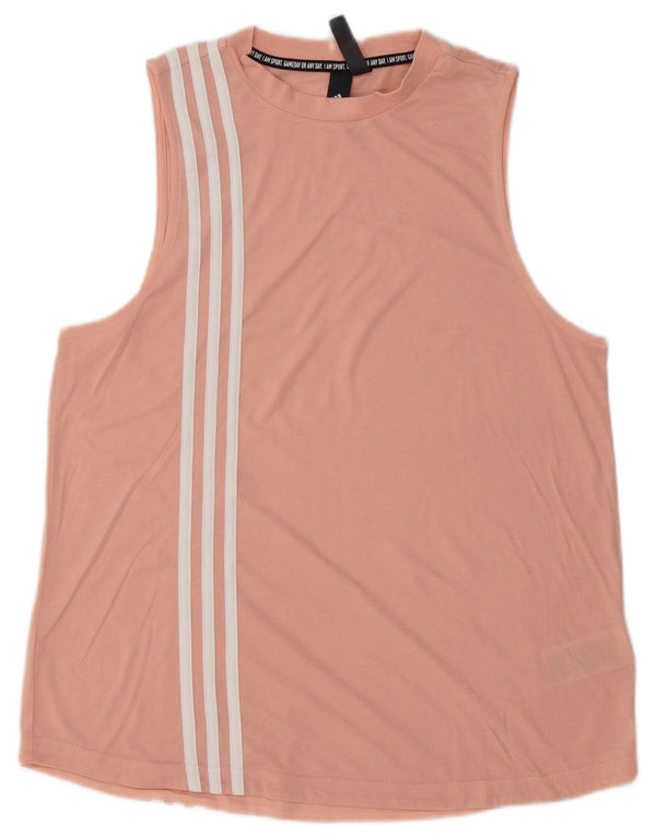 ADIDAS Womens Vest Top UK 16/18 Grande Algodão Rosa