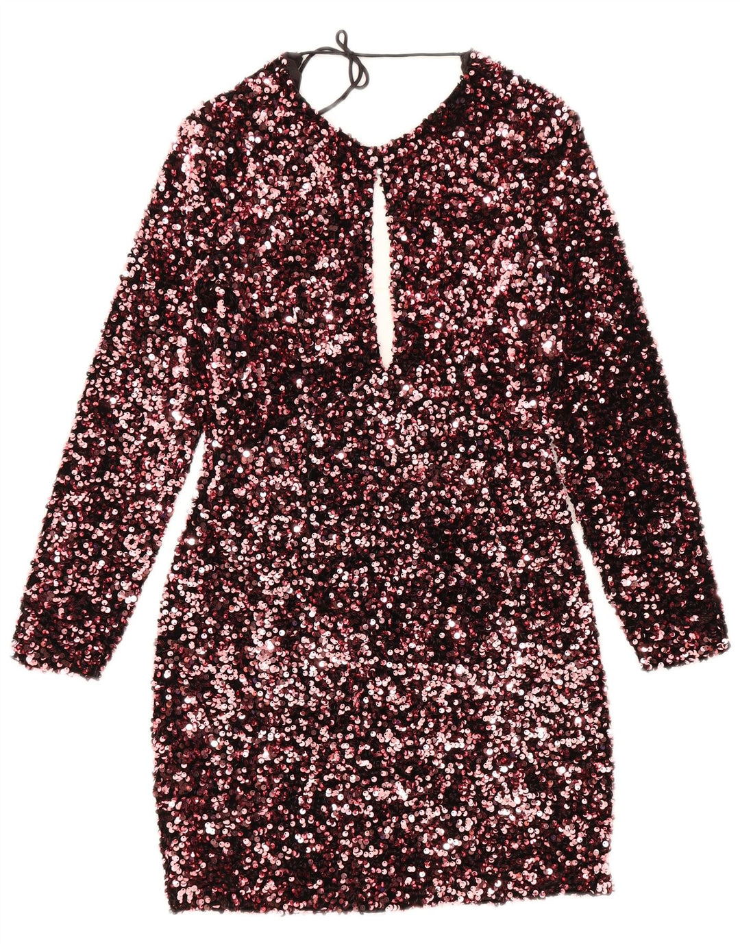 Vestido feminino Zara com bainha de manga comprida Reino Unido 8 pequeno poliéster rosa