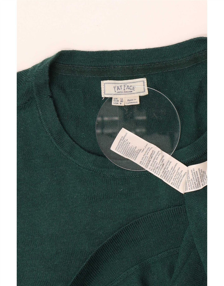 Suéter feminino Fat Face com gola redonda e poliéster verde médio UK 12