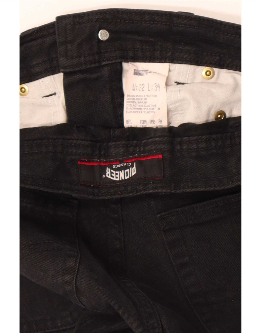 Jeans Straight Masculino Pioneer W32 L34 Algodão Preto