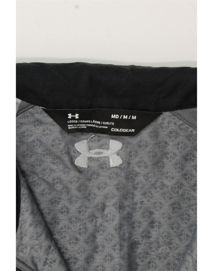 UNDER ARMOUR Mens Cold Gear Pulôver Treino Top Cinza Médio Colourblock