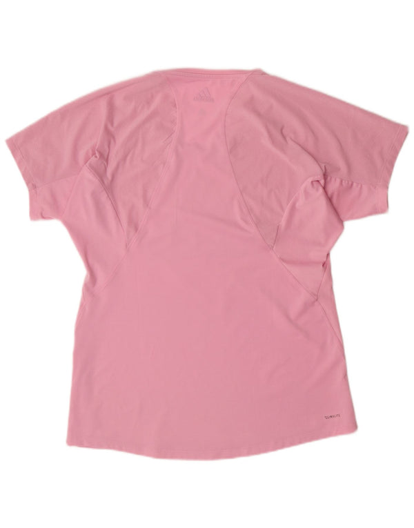 Adidas Womens Climalite Graphic T-Shirt Top UK 12/14 Medium Pink Sports