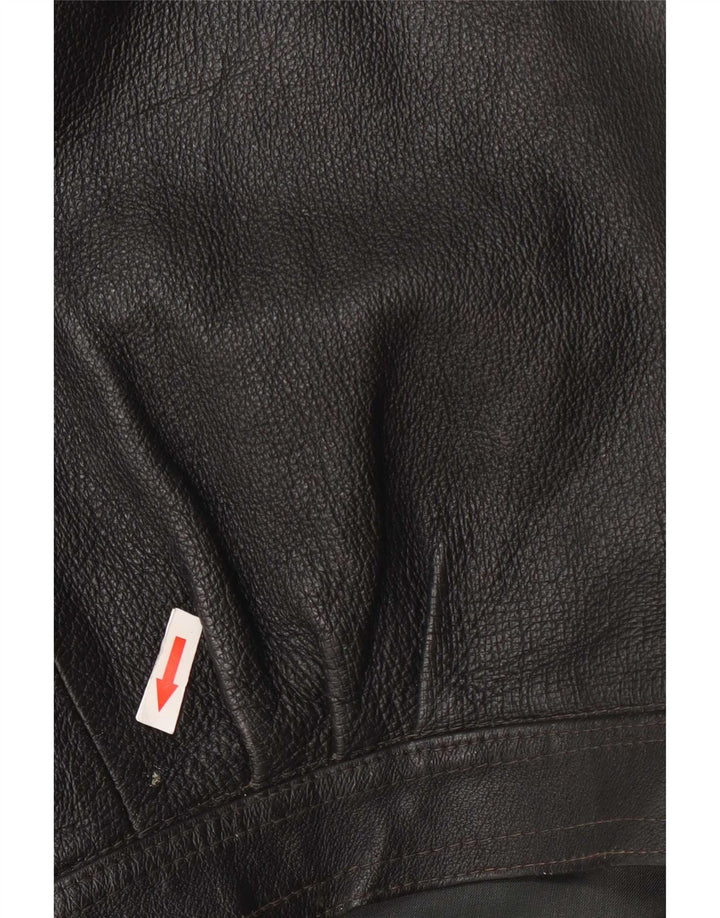 Jaqueta de couro feminina vintage UK 14 grande preta