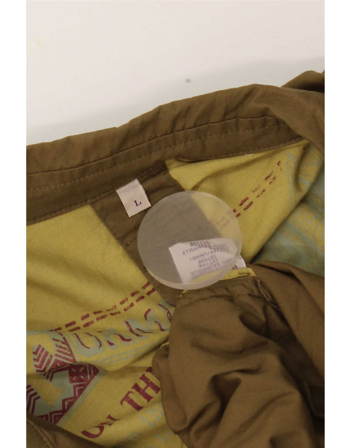 Jaqueta utilitária masculina vintage Reino Unido 40 algodão cáqui grande