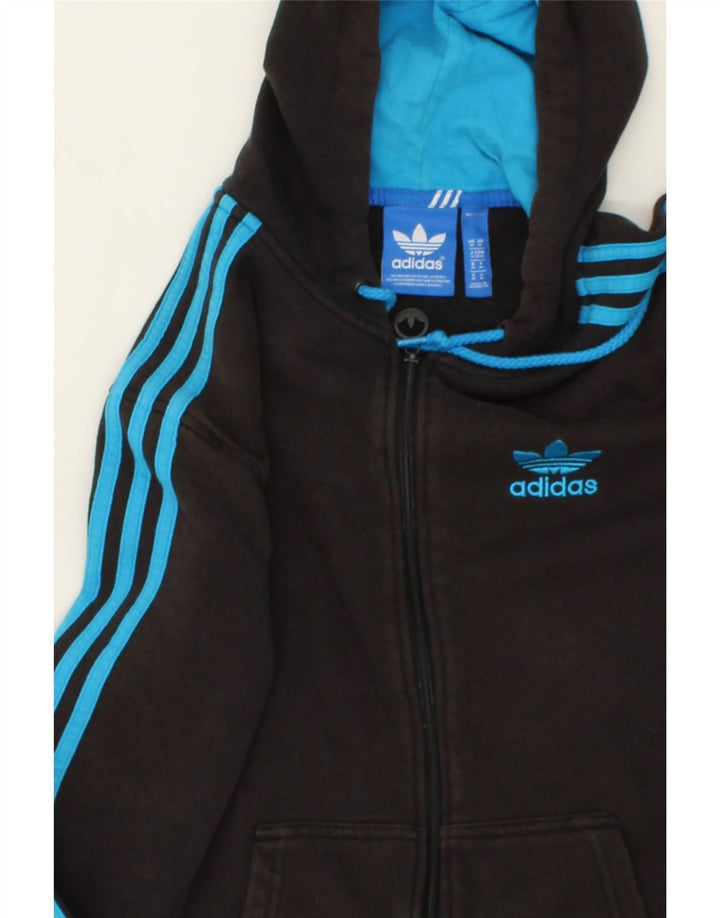 ADIDAS Mens Zip Hoodie Suéter Médio Algodão Preto