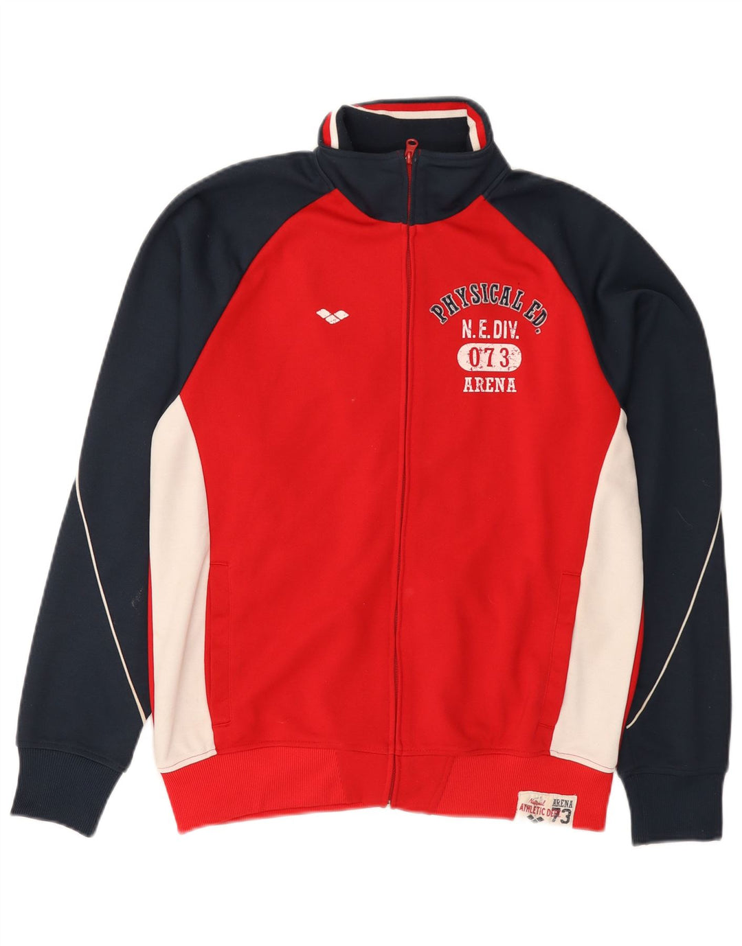 Arena Mens Graphic Tracksuit Top Jacket Médio Vermelho Colourblock Poliéster