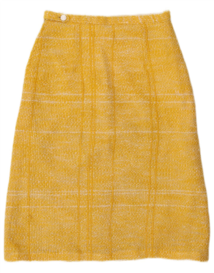 Saia vintage feminina linha A W26 pequena xadrez amarela