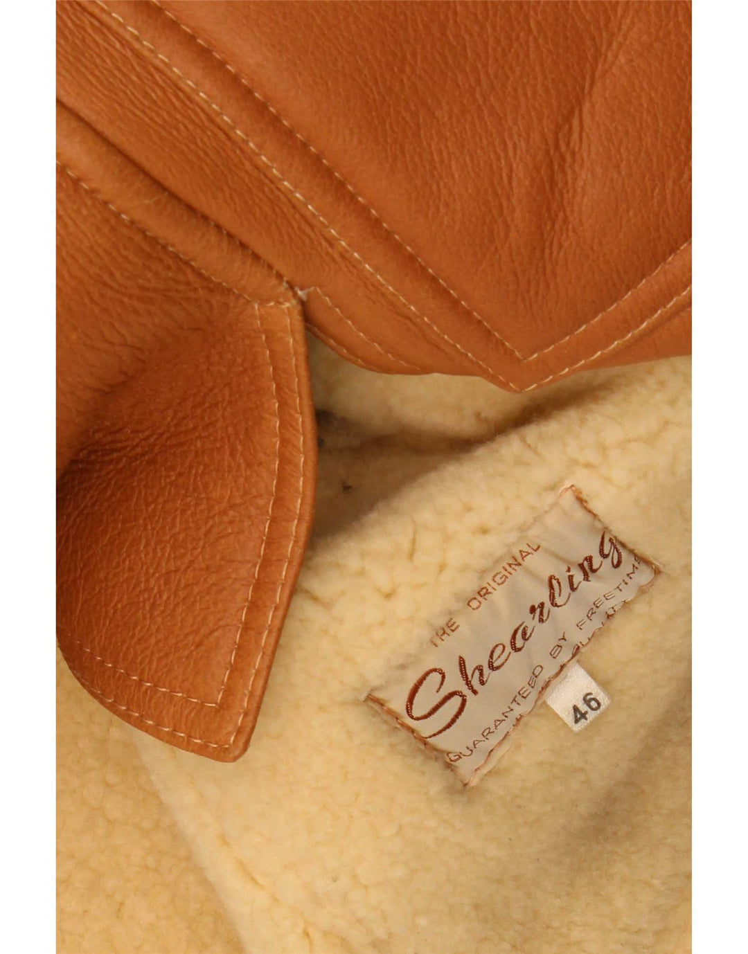 Jaqueta feminina vintage de shearling IT 46 grande bloco colorido bege