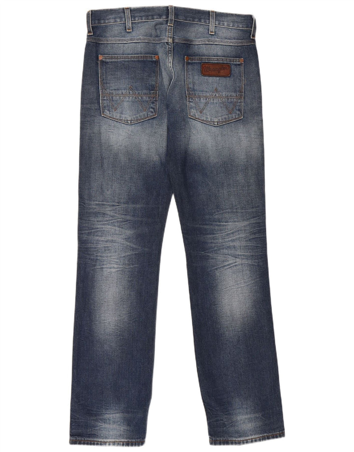 WRANGLER Masculino Crank Straight Jeans W33 L34 Azul Algodão